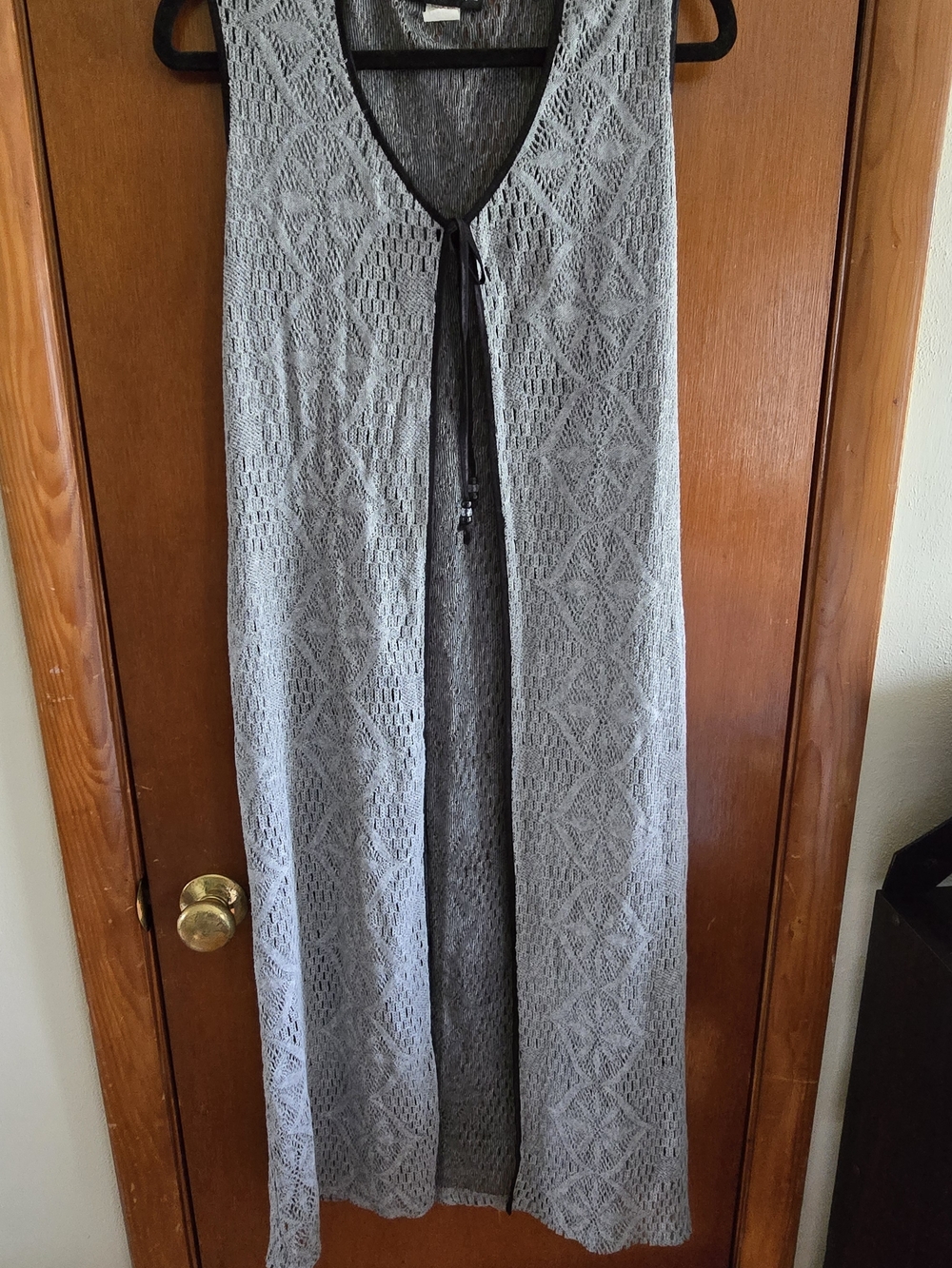 Girlfriends L.A. Lace Sleeveless Duster Open Front Cardigan Knit Long Vest